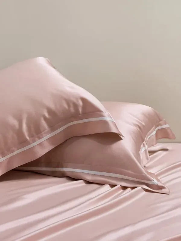 Silk Envelope Pillowcase with Contrast Trim - Rosy Pink product