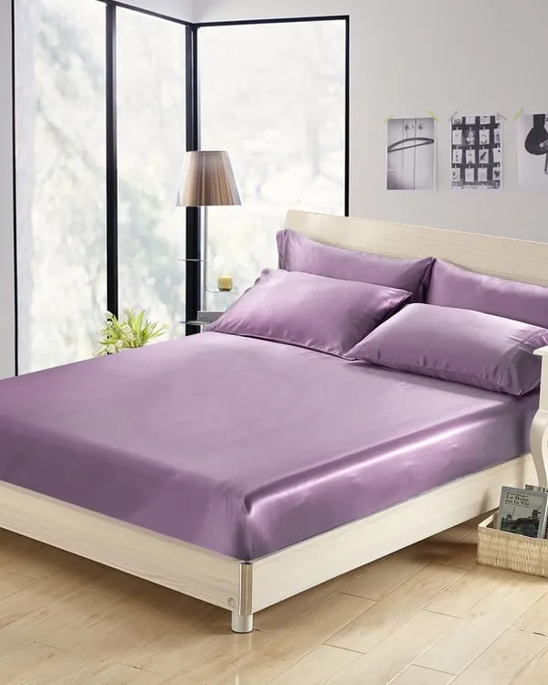 Silk Fitted Sheet Single - Lavender, Mulberry Silk product