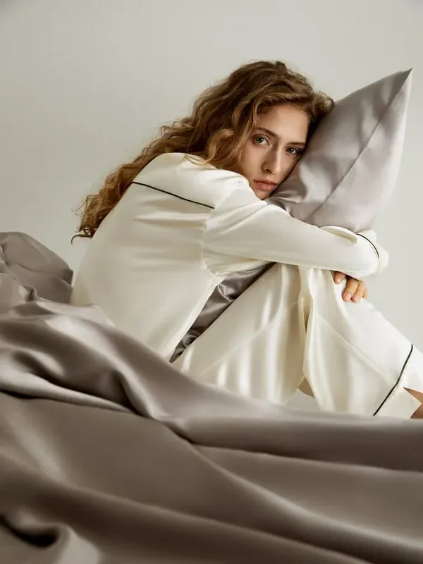 Silk Pillowcase King Size Housewife Envelope - Silver Grey, Silk alternate view
