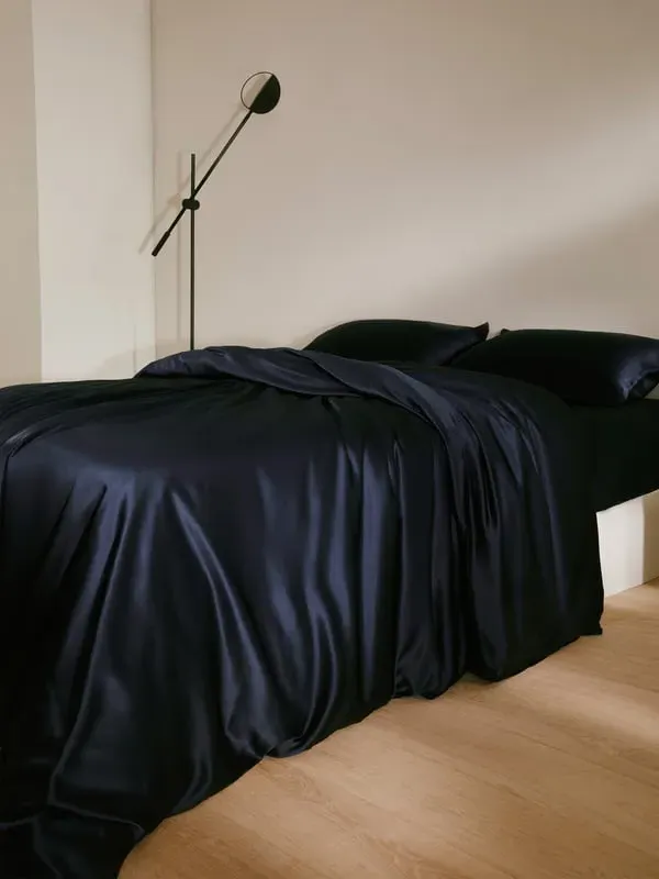 Silk Pillowcase Square - Navy Blue, 100% Pure Silk alternate view