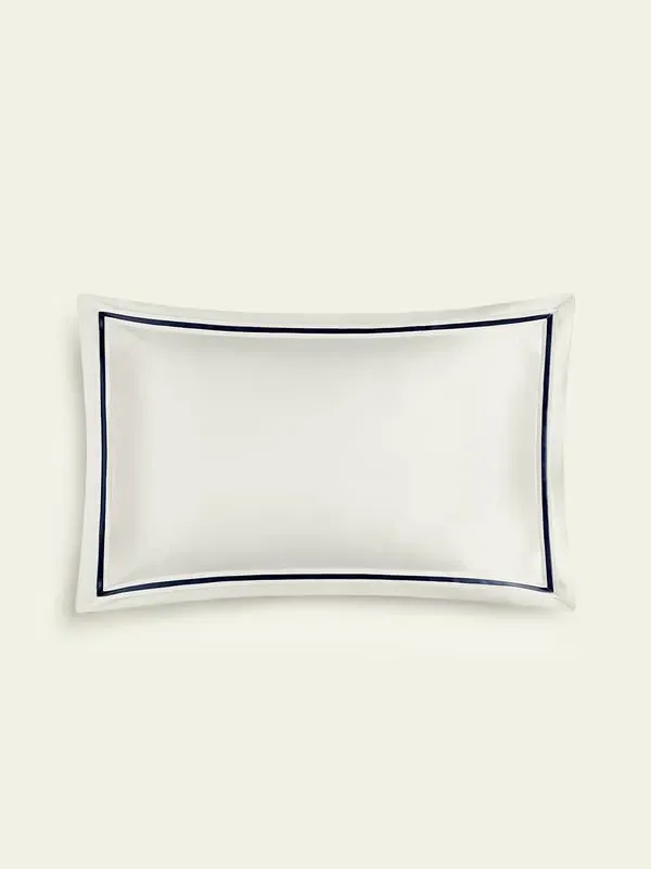 Silk Pillowcase with Border Detail - Navy Blue product