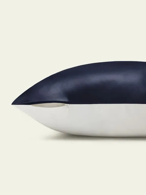 Silk Pillowcase with Hidden YKK Zipper - Navy Blue alternate view