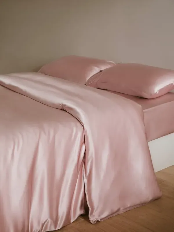 Silk Single Fitted Sheet - Rosy Pink, Mulberry Silk alternate view