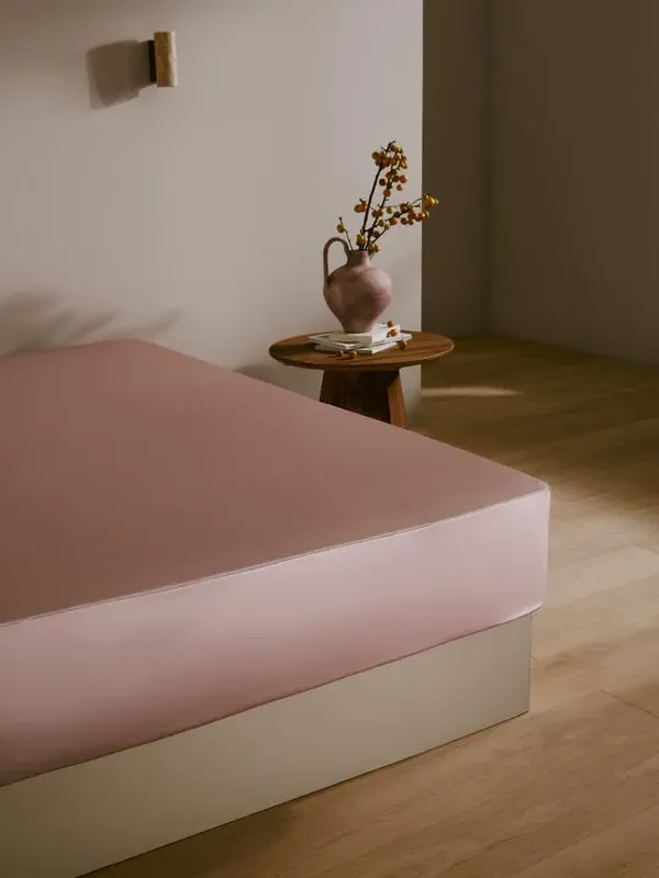 Silk Single Fitted Sheet - Rosy Pink, Mulberry Silk product