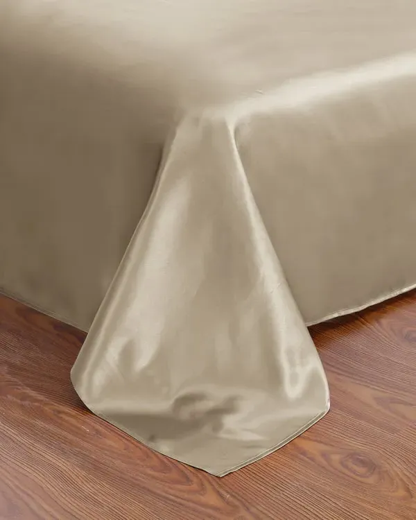 Silk Single Flat Sheet - Taupe, Mulberry Silk alternate view