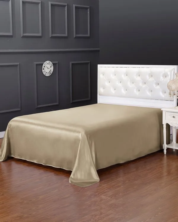 Silk Single Flat Sheet - Taupe, Mulberry Silk product