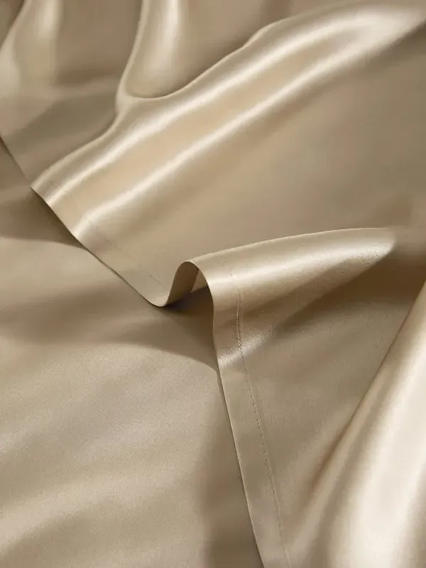 Single Silk Flat Sheet 100% Silk Charmeuse - Champagne alternate view