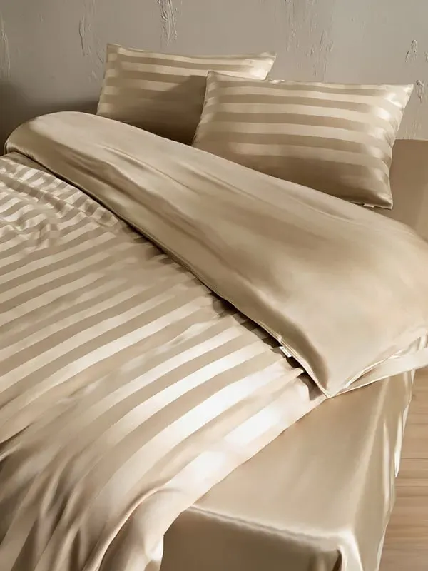 Single Silk Flat Sheet 100% Silk Charmeuse - Champagne product