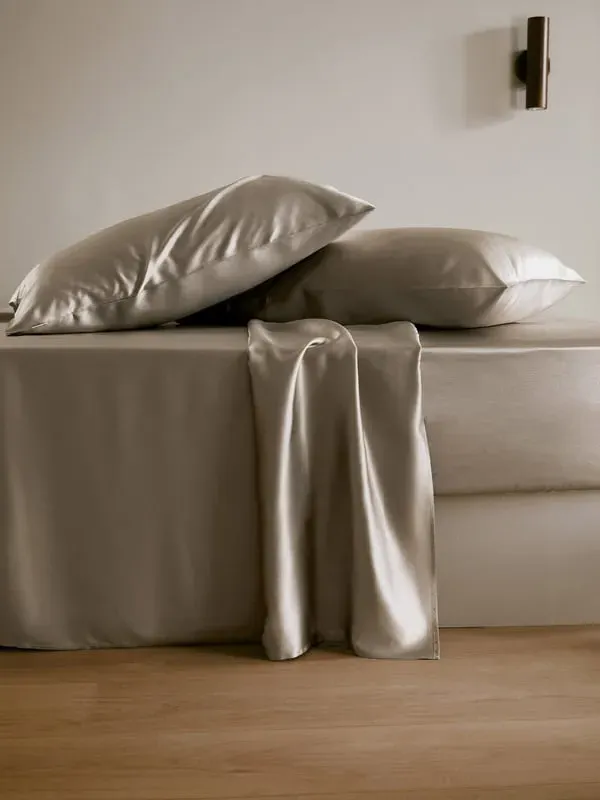 Single Silk Flat Sheet - Silver Grey, Mulberry Silk product