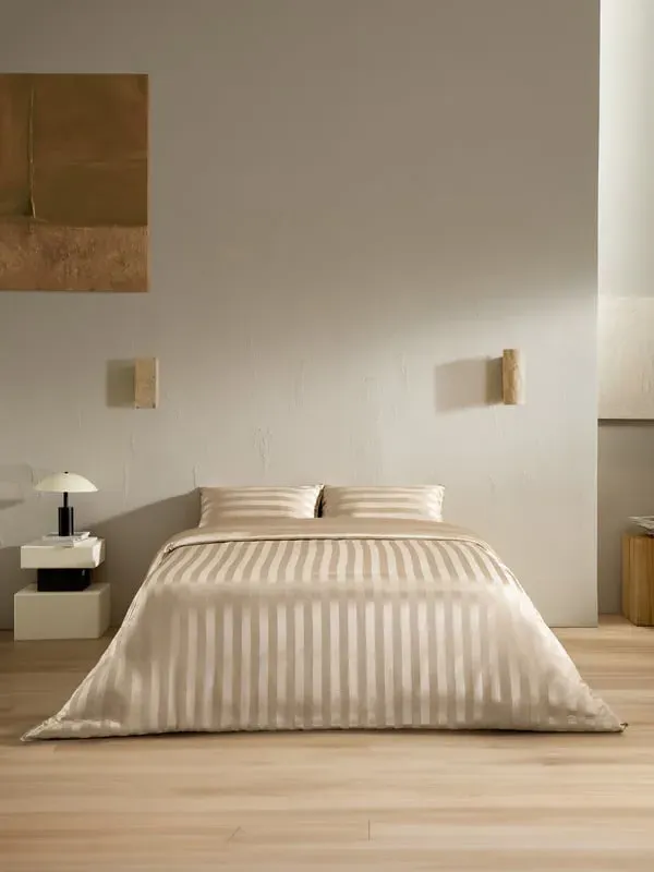 Square Silk Pillowcase Wide Stripe - Champagne product