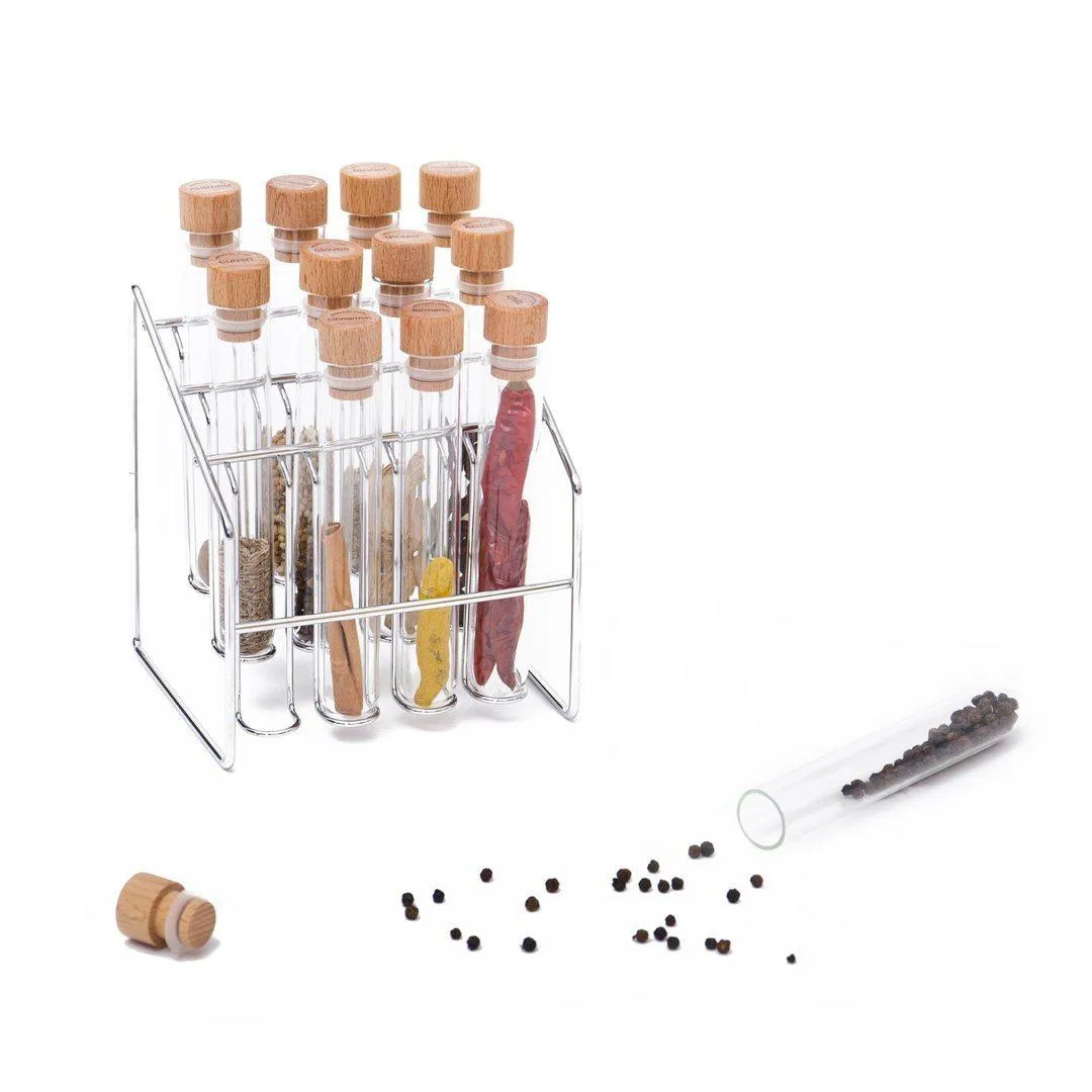 12-Tube Spice Rack with Stand - Clear, Glass