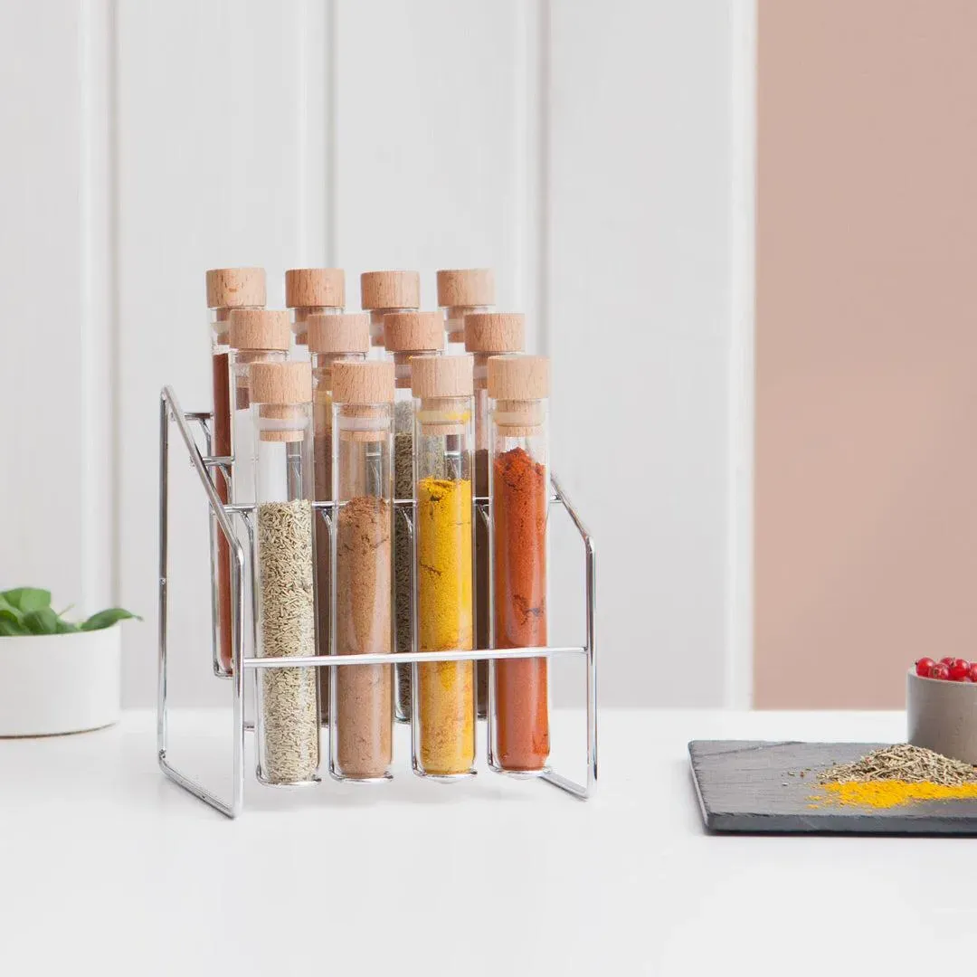 12-Tube Spice Rack with Stand - Clear, Glass image