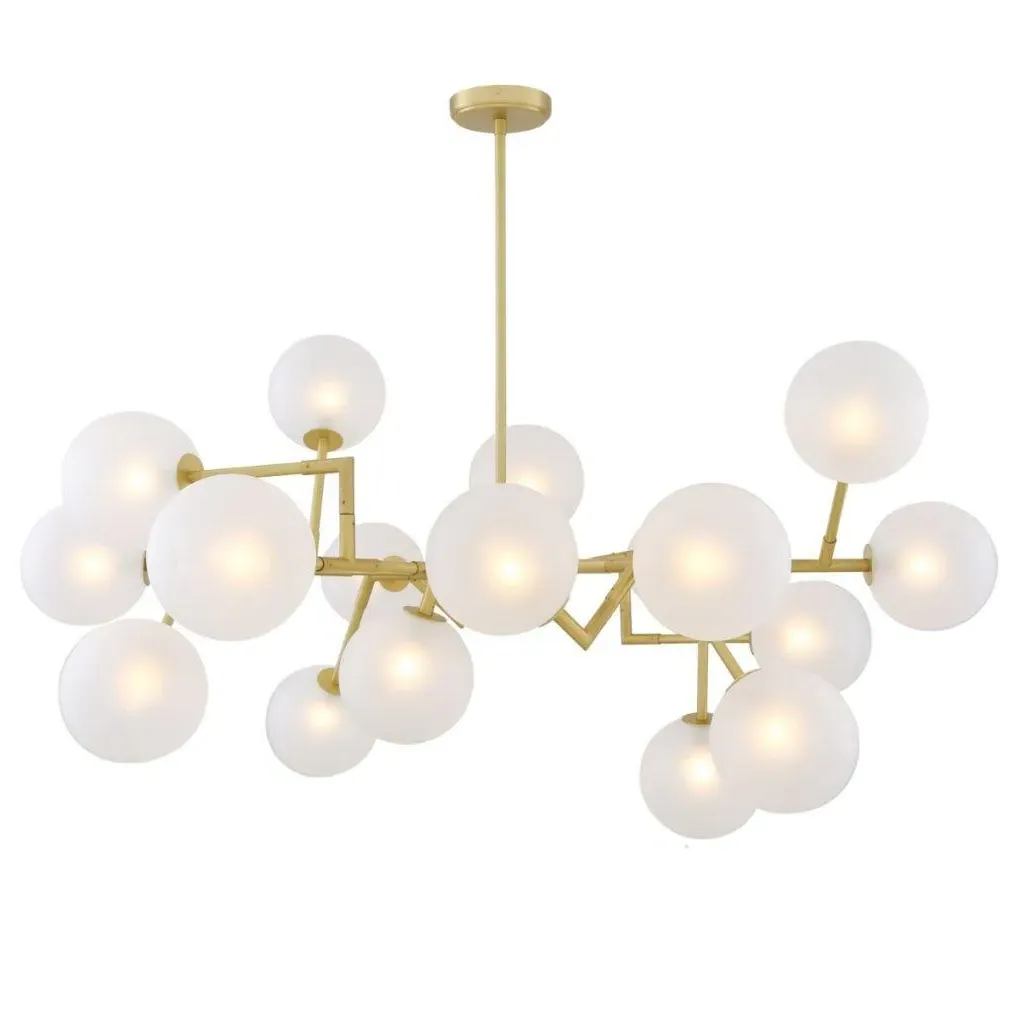 18-Light Globe Chandelier - Satin Brass, Glass