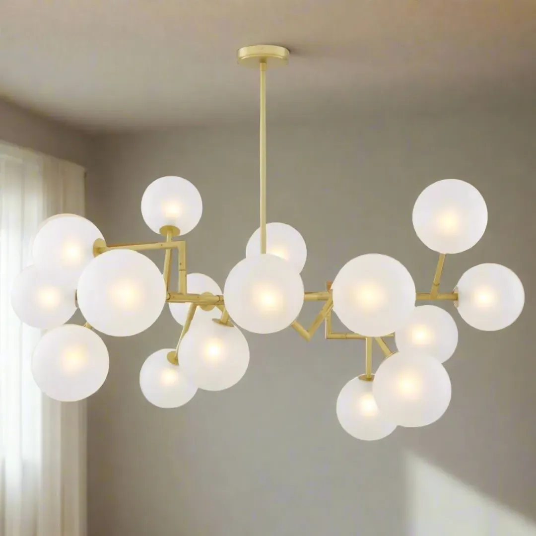 18-Light Globe Chandelier - Satin Brass, Glass image