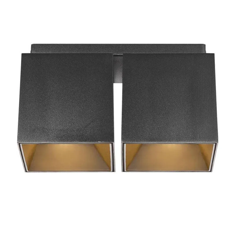 2-Spot Ceiling Light Square Mount - Black