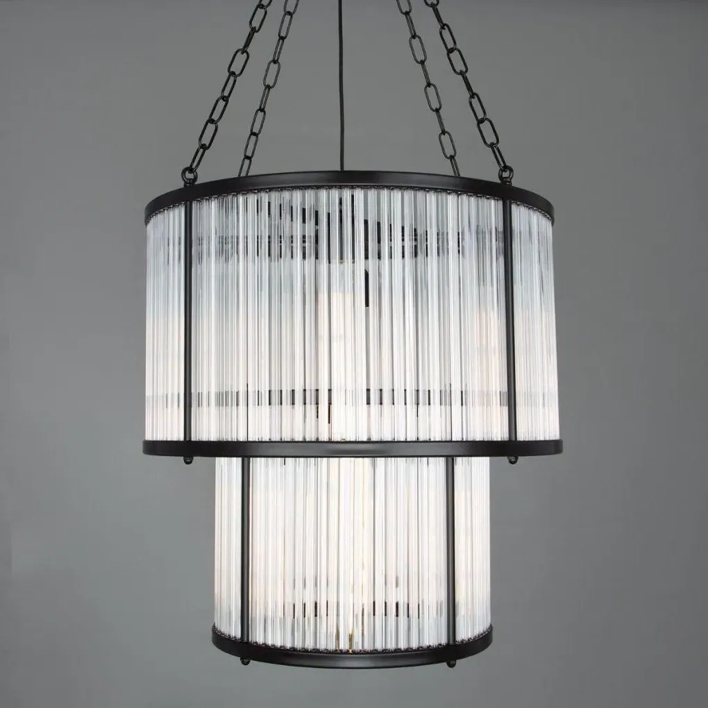 2-Tier Chandelier with Glass Rods - Clear Glass image