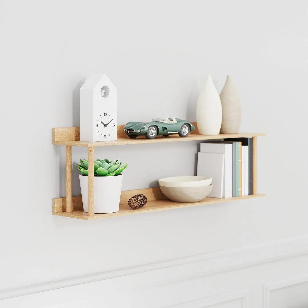 2-Tier Wall Shelf - Natural Oak image