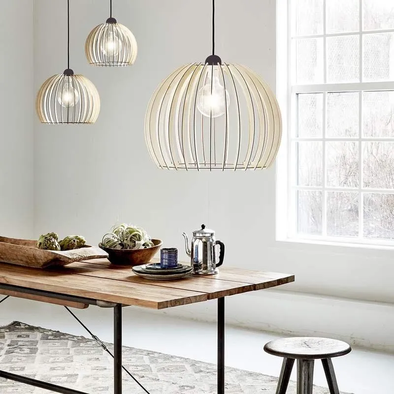 25cm Pendant Light with Slats - Wood image