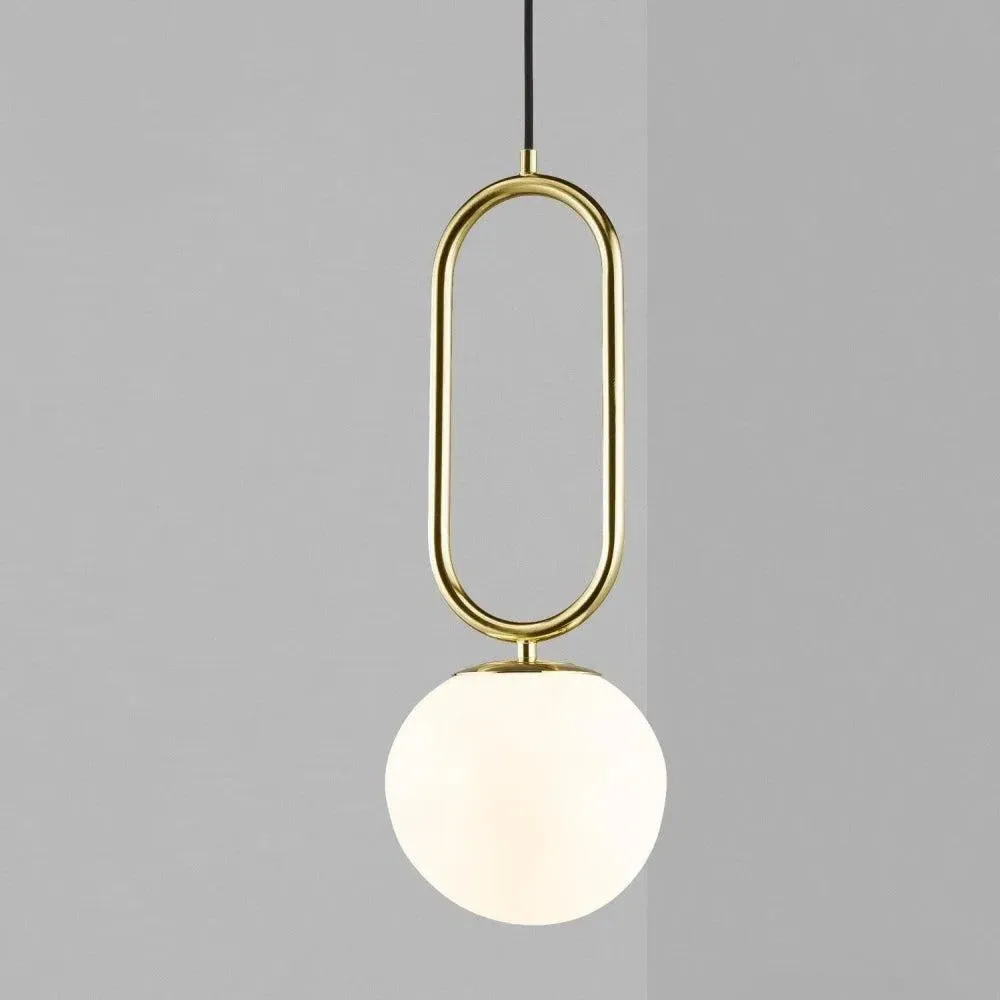 27cm Pendant Light with Glass Shade - Brass