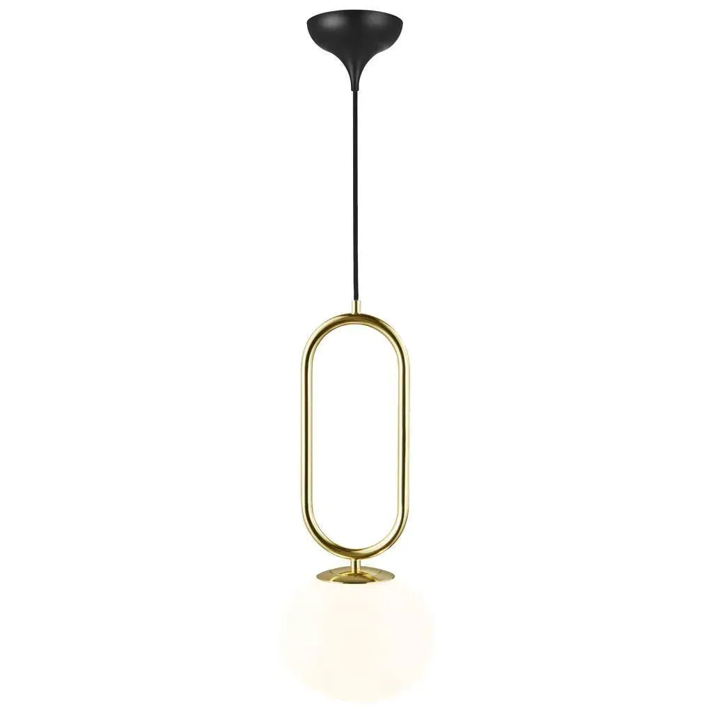 27cm Pendant Light with Glass Shade - Brass