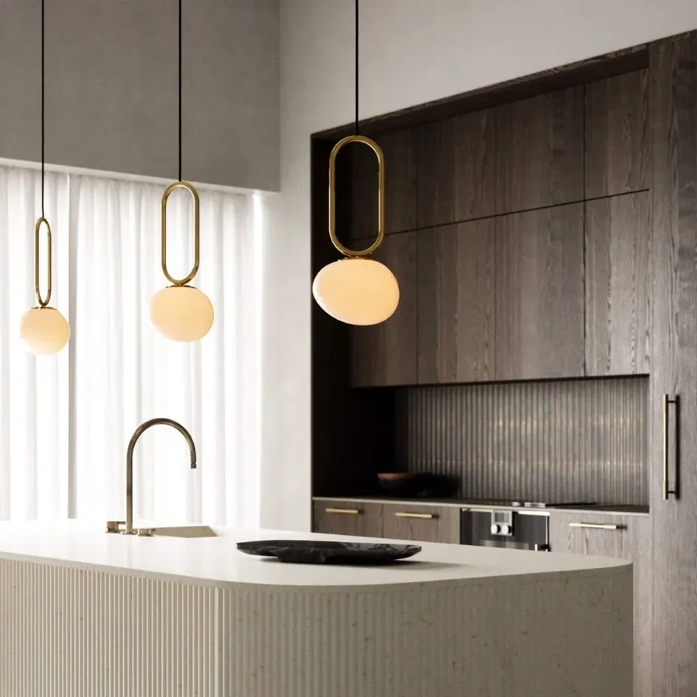 27cm Pendant Light with Glass Shade - Brass