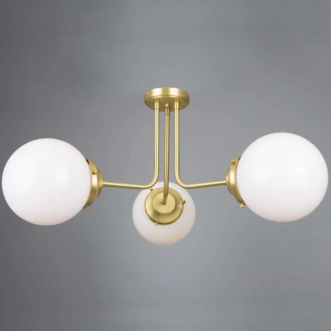3-Arm Flush Globe Chandelier - Clear, Glass image