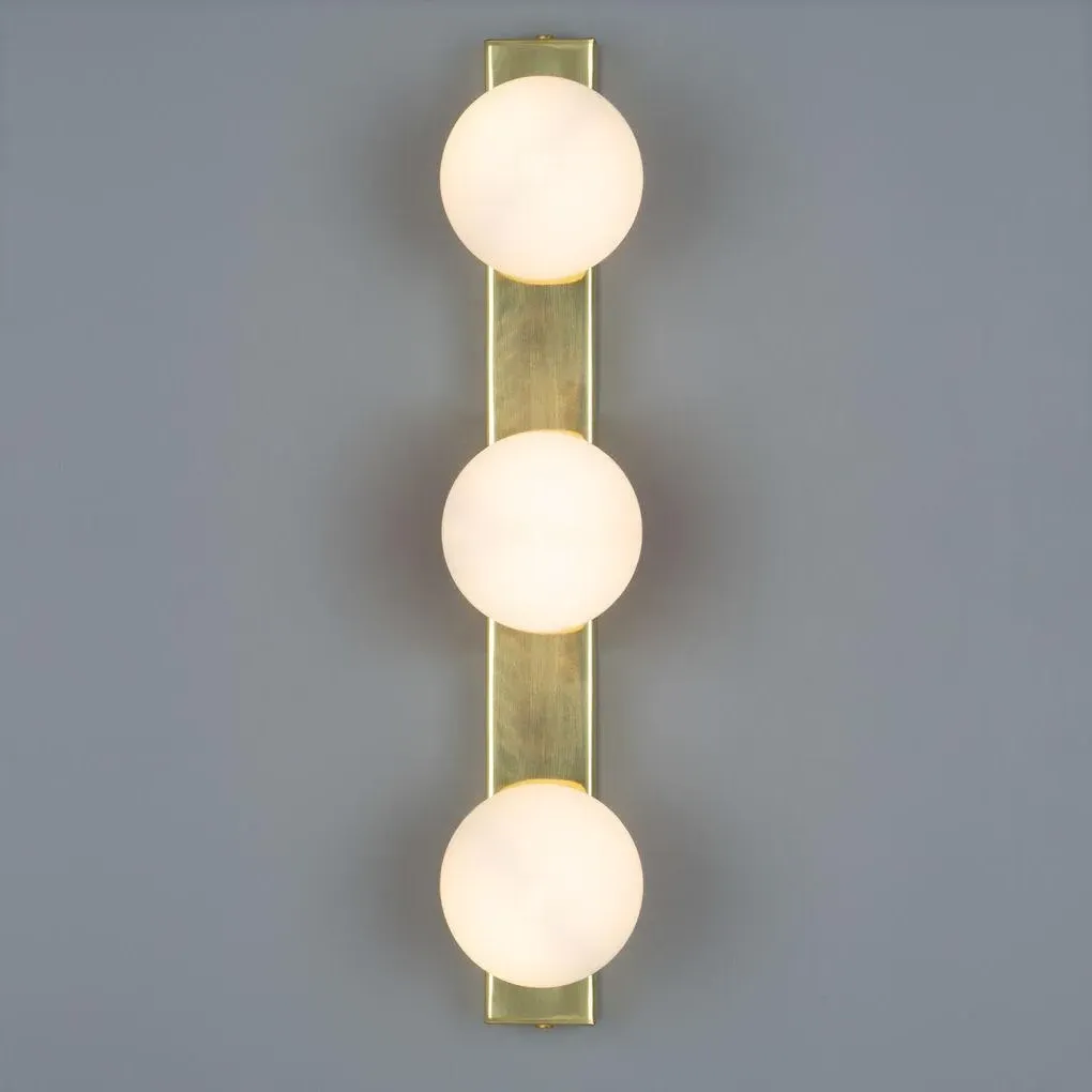 3-Globe Bathroom Wall Light - Brass, Glass