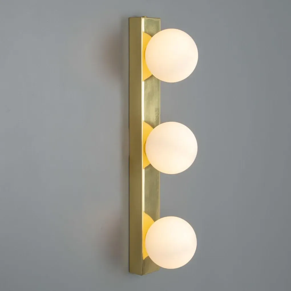 3-Globe Bathroom Wall Light - Brass, Glass image