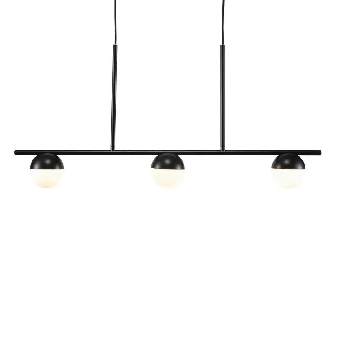 3-Light Island Pendant Light - Black, Glass