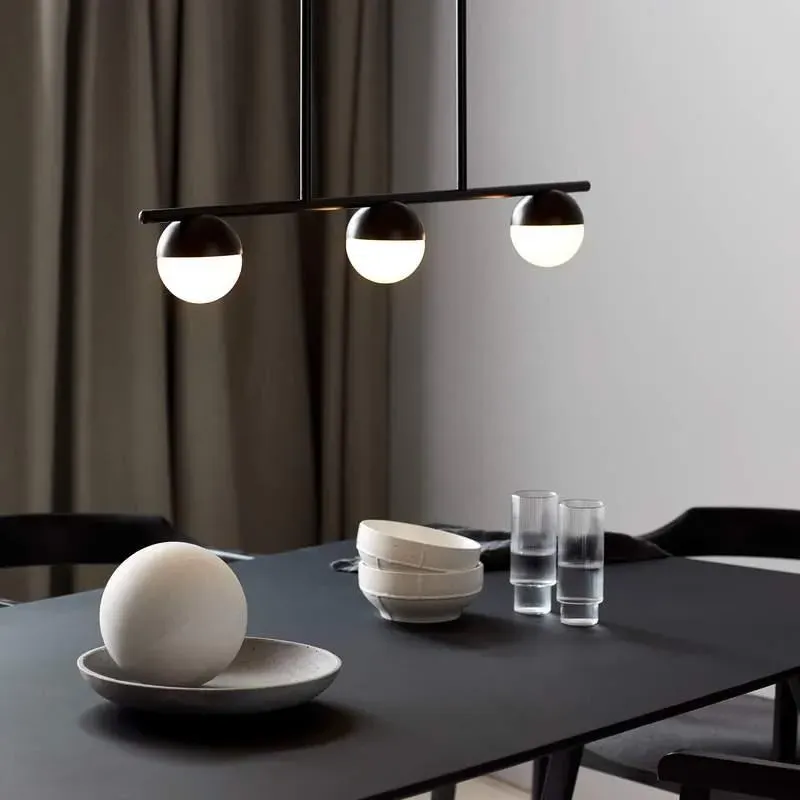 3-Light Island Pendant Light - Black, Glass image