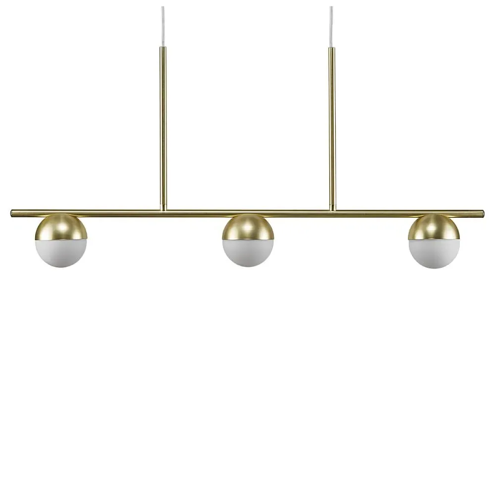3-Light Island Pendant Light - Brass, Glass
