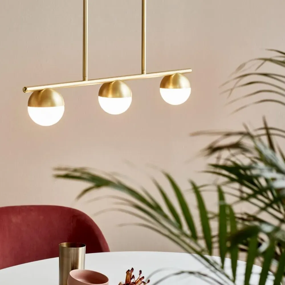 3-Light Island Pendant Light - Brass, Glass