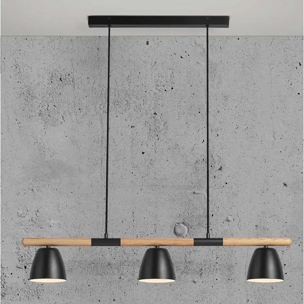 3-Light Island Pendant Light - Wood, Metal