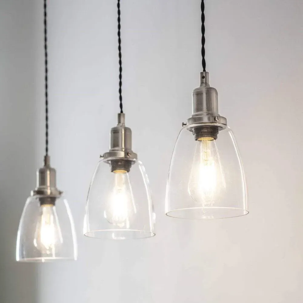 3-Light Pendant Light - Satin Nickel, Glass