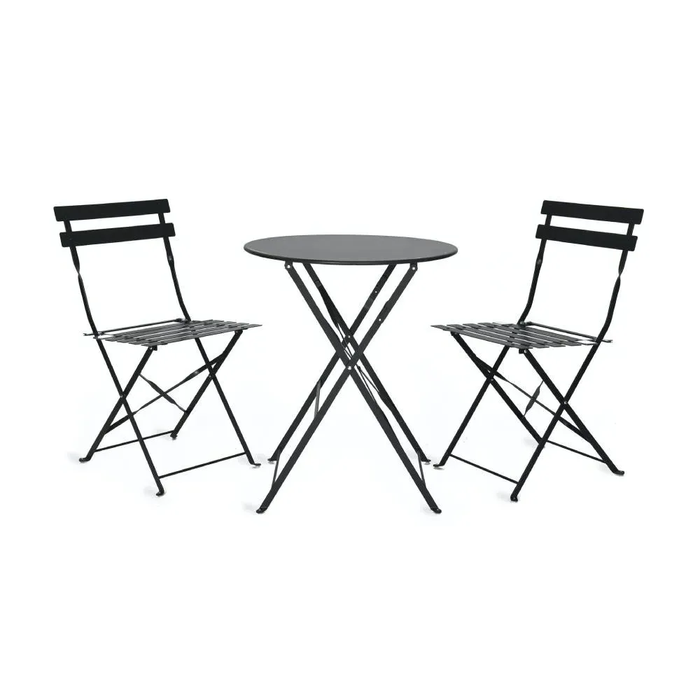 3-Piece Folding Bistro Set - Carbon, Steel