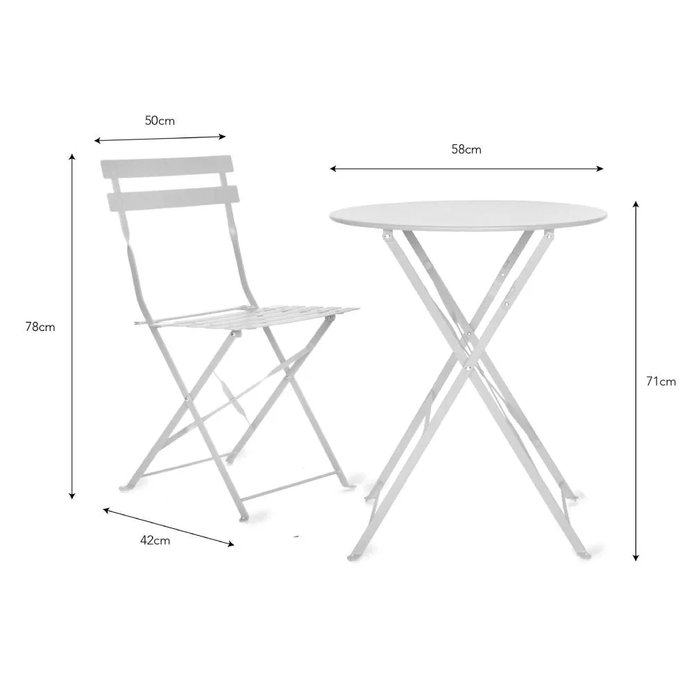 3-Piece Folding Bistro Set - Chalk, Steel
