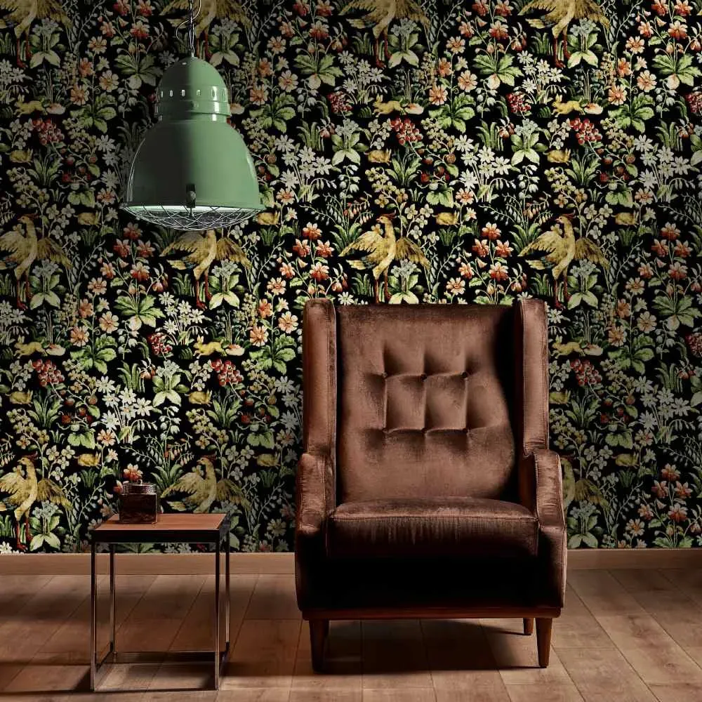3-Roll Floral Tapestry Wallpaper Set - Vintage image