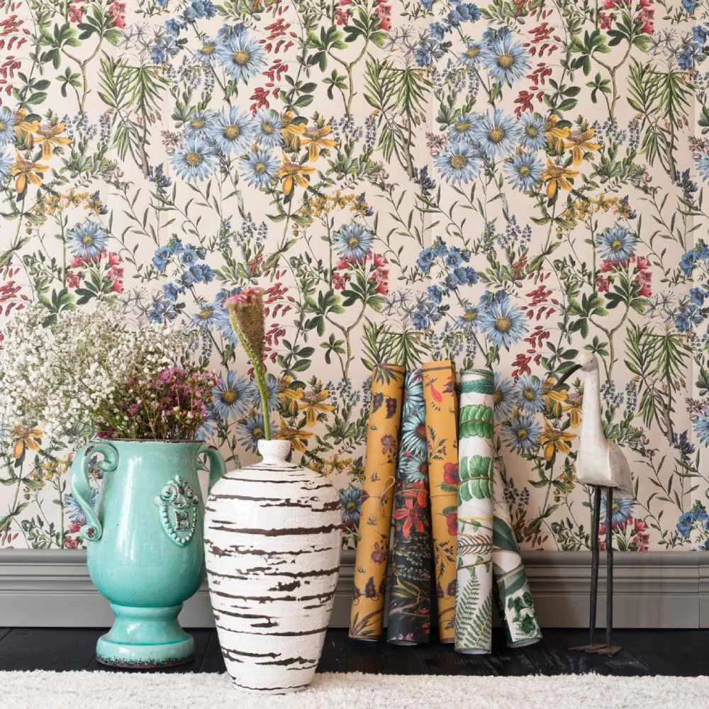 3-Roll Floral Wallpaper Set - Taupe