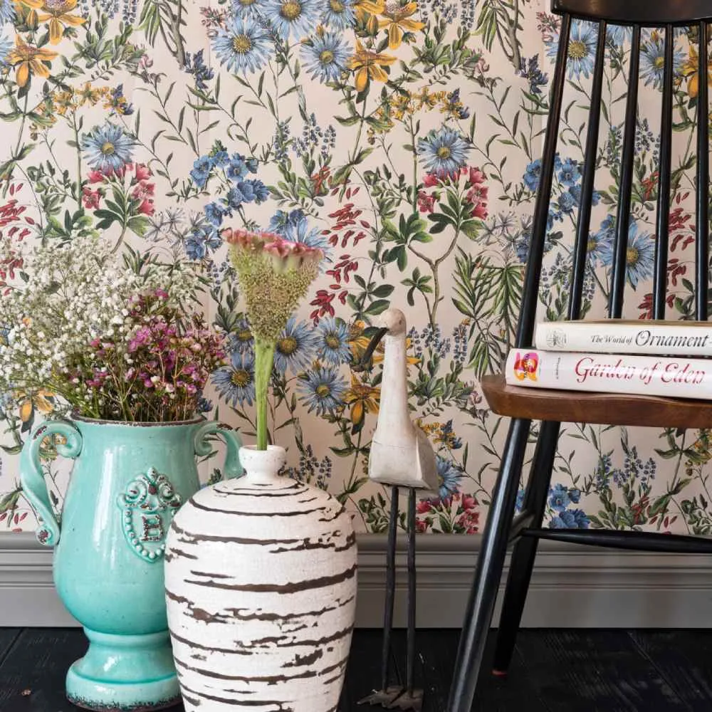 3-Roll Floral Wallpaper Set - Taupe