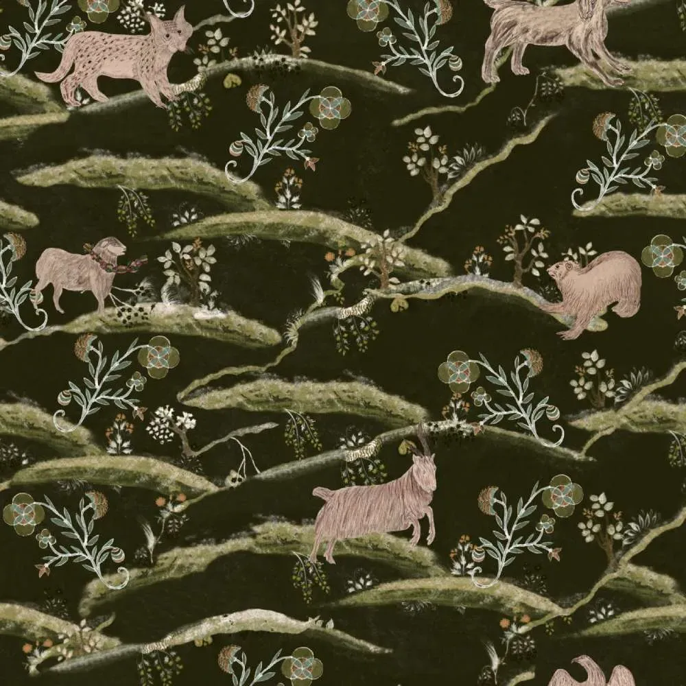 3-Roll Night Wallpaper Set - Folk Animal Print