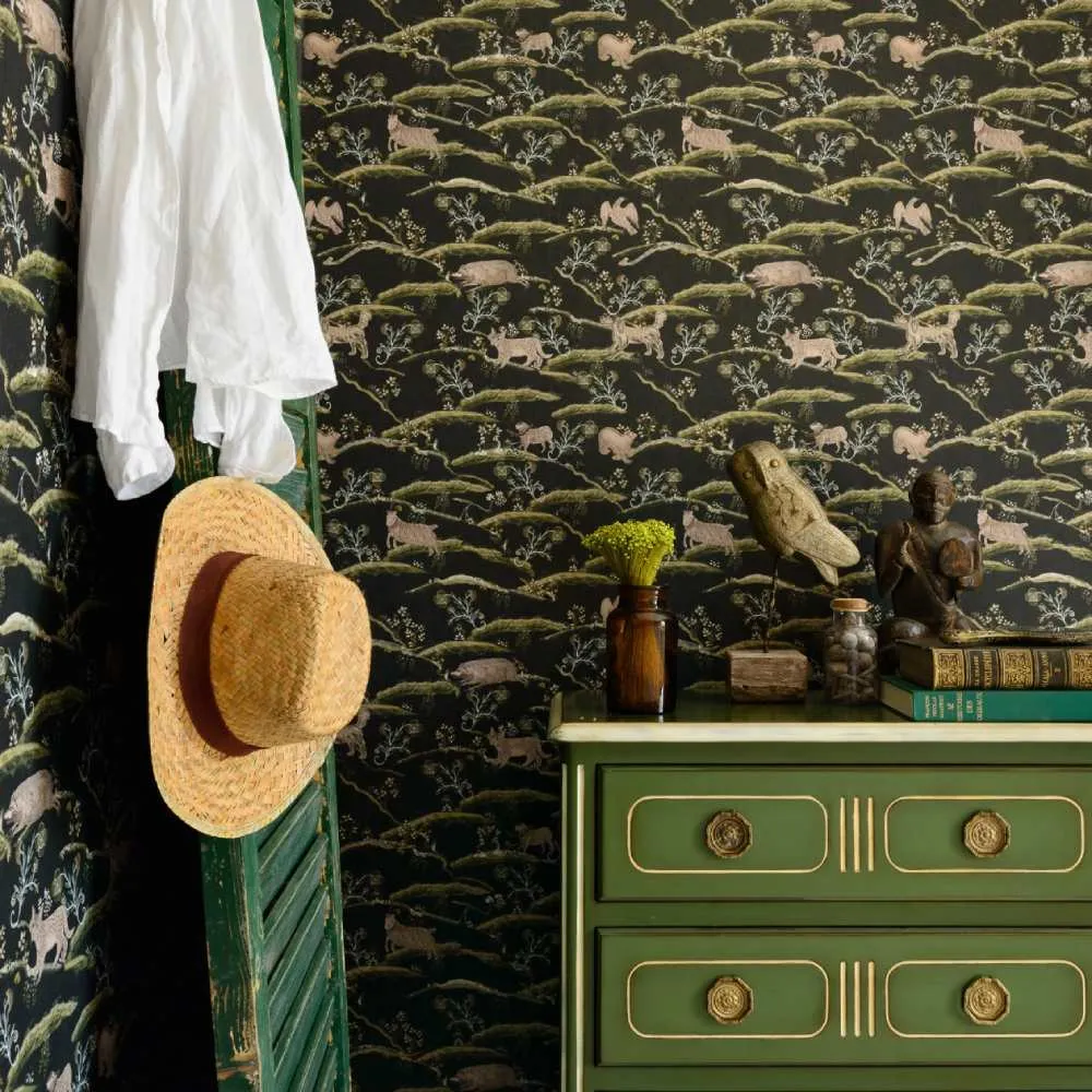 3-Roll Night Wallpaper Set - Folk Animal Print