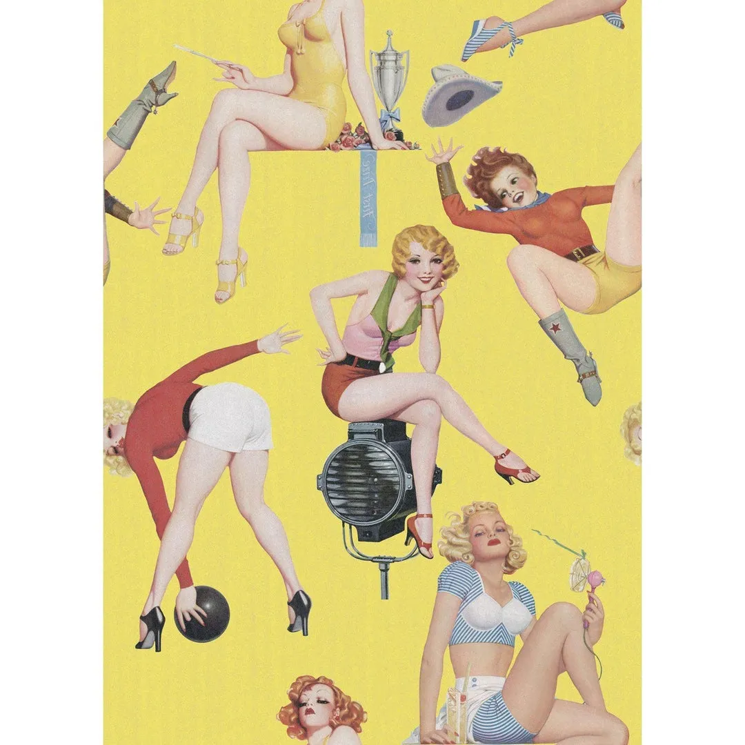 3-Roll Pin-Up Girls Wallpaper Set - Retro Print