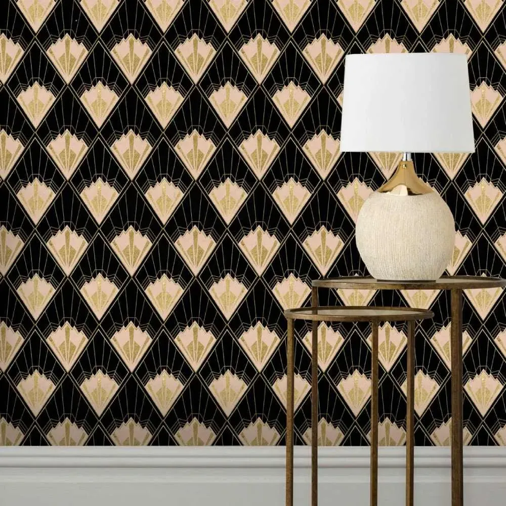 3-Roll Wallpaper Set Art Deco - Black, Gold image