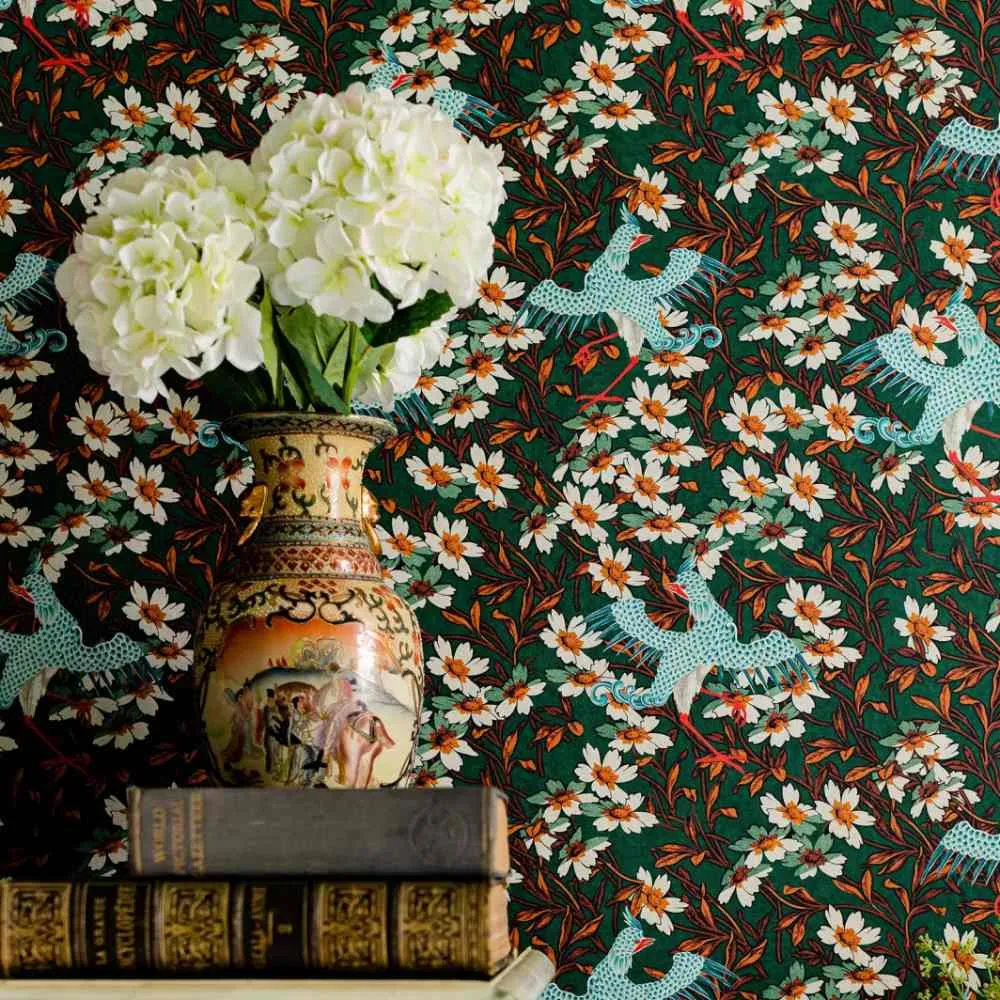 3-Roll Wallpaper Set - Blue, Chinoise Pattern