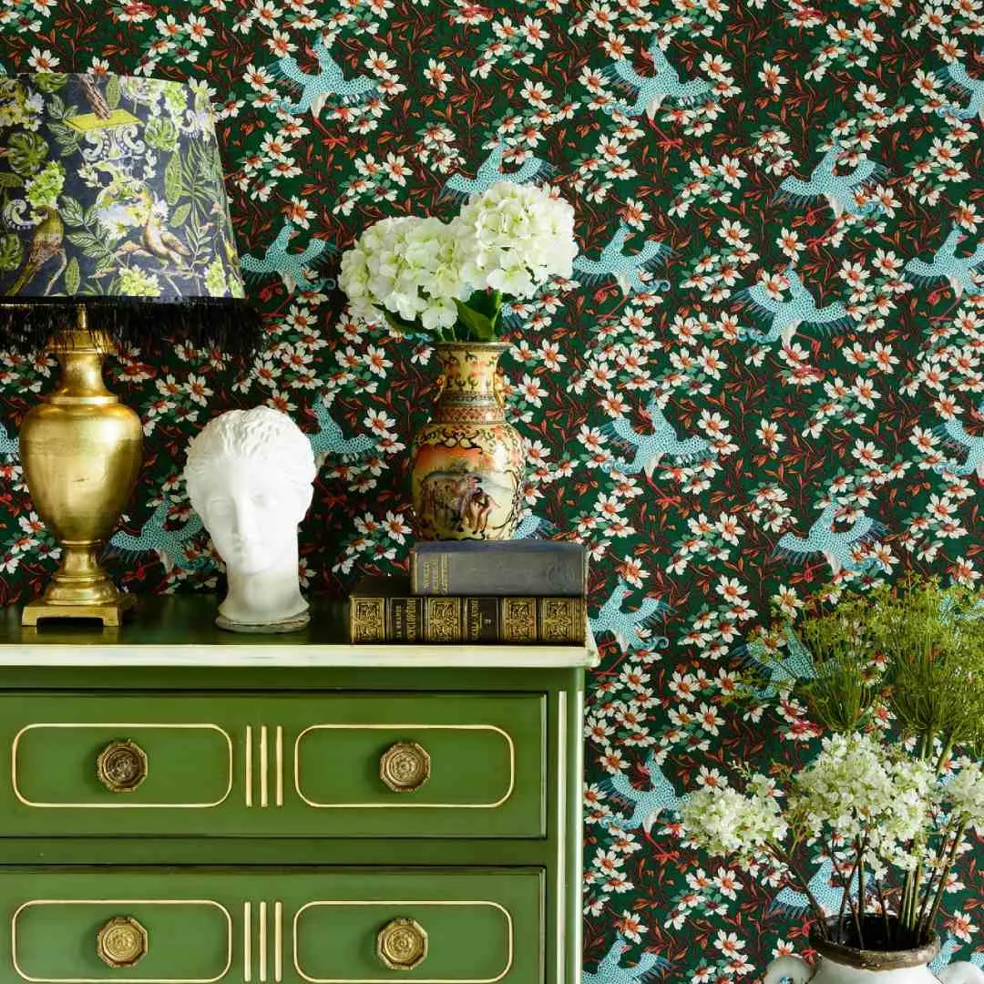 3-Roll Wallpaper Set - Blue, Chinoise Pattern image