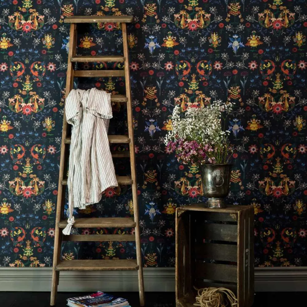 3-Roll Wallpaper Set - Blue, Folk Design image