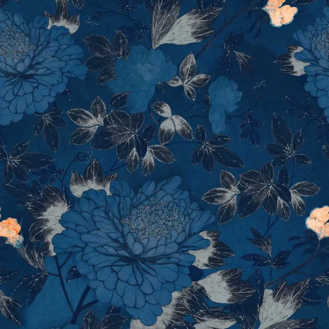 3-Roll Wallpaper Set - Blue, Traditional Design