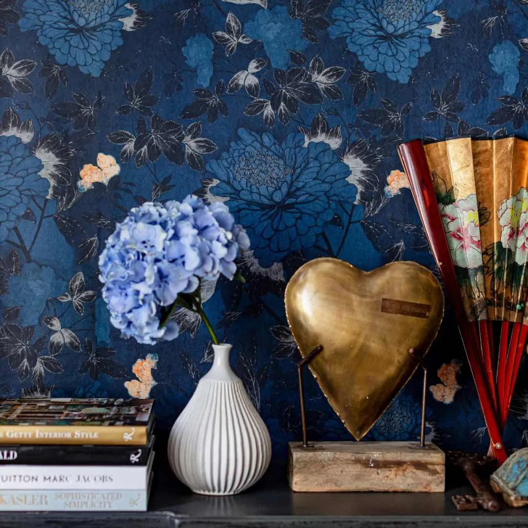 3-Roll Wallpaper Set - Blue, Traditional Design image