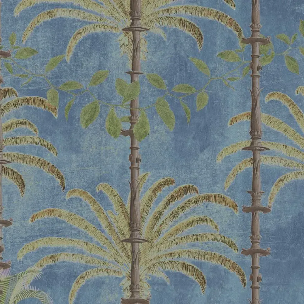 3-Roll Wallpaper Set - Blue, Tropical Print