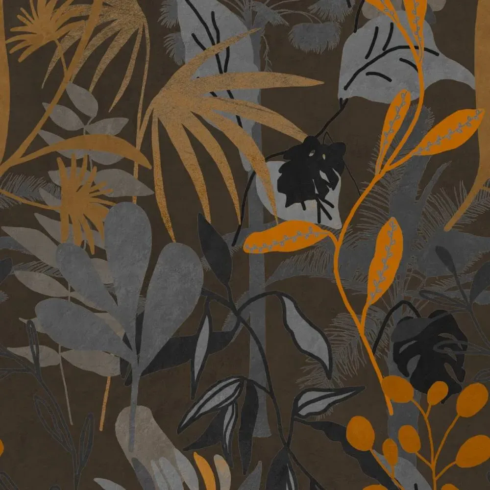 3-Roll Wallpaper Set - Dark, Tropical Print